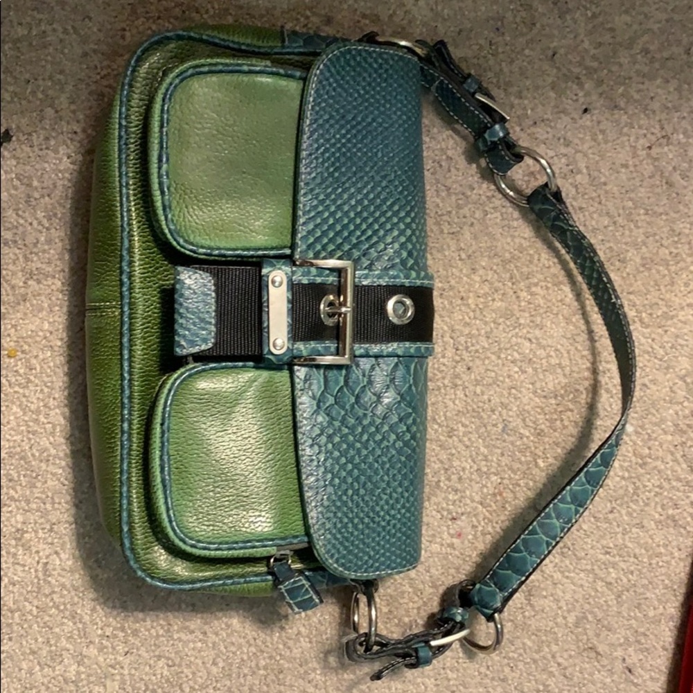 Blue and green purse
